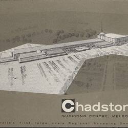 Chadstone Shopping Centre Floor Plan brochure cover showing aerial plan printed in brown, black and white.