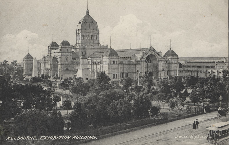 Postcard - South East Facade, Exhibition Building, JW Lindt, Melbourne, circa 1905