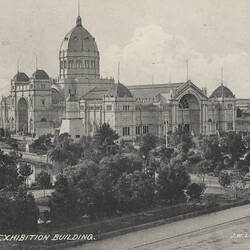 Postcard - South East Facade, Exhibition Building, JW Lindt, Melbourne, circa 1905