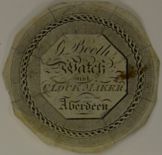 Watch Paper - George Booth, Aberdeen, circa 1820