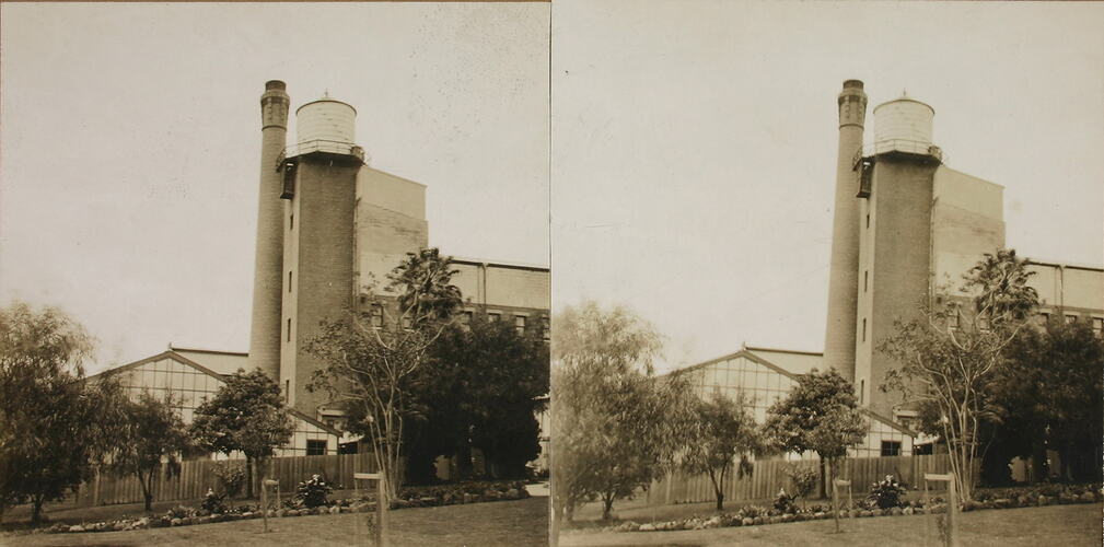 Stereograph - Factory and Garden, Kodak, Abbotsford, early 20th Century