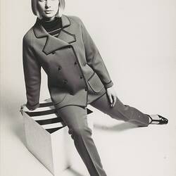 Photograph - Ricardo Knitwear, Female Model Wearing Woollen Jacket, Jumper & Trousers B, Melbourne, circa 1968