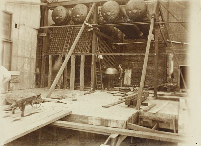 Photograph - Melbourne Electric Supply Co, Erecting Boilers, Richmond, Victoria, 20th March 1912