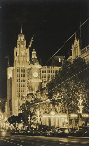 Photograph - State Electricity Commission, Melbourne Centenary Illuminations, Collins Street, Melbourne, Victoria, Australia, 1934