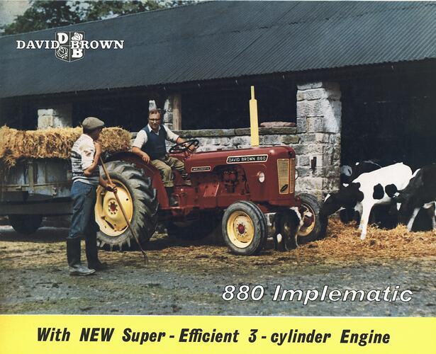 An advert about a farmer, pictured with tractor and cows.