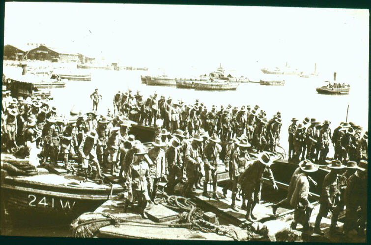 Lantern Slide - Going Ashore at Colombo on Way Home, 1916