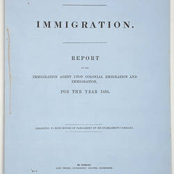 Victorian Parliamentary Paper - 'Immigration', 1856