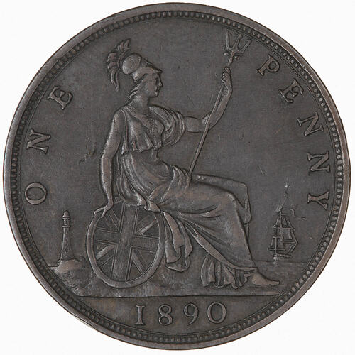 Coin - Penny, Queen Victoria, Great Britain, 1890 (Reverse)