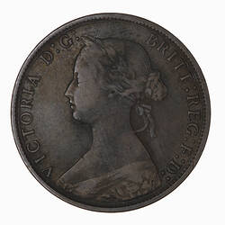 Coin - Halfpenny, Queen Victoria, Great Britain, 1868 (Obverse)
