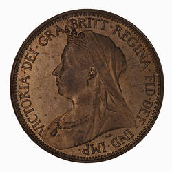 Coin - Halfpenny, Queen Victoria, Great Britain, 1898 (Obverse)