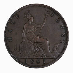 Coin - Halfpenny, Queen Victoria, Great Britain, 1861 (Reverse)