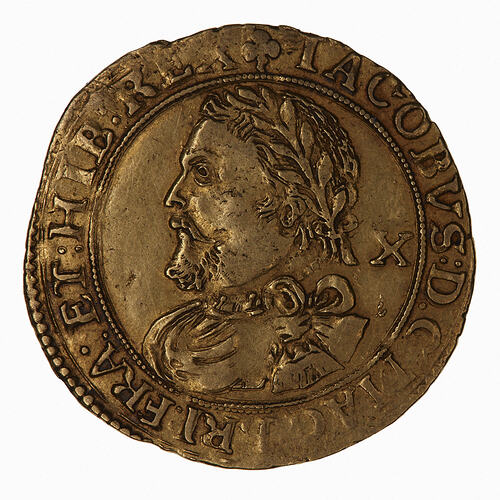 Coin - Half-Laurel, James I, Great Britain, 1624 (Obverse)