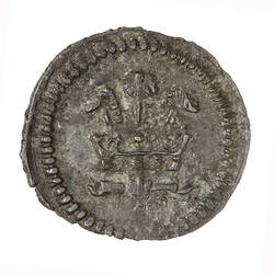 Coin, round, three plumed coronet within beaded border.