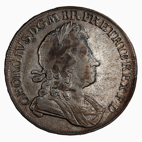 Coin - Crown 5 Shillings, George I, Great Britain, 1716 (Obverse)