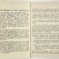 Booklet - Form B, Certificate of Registration, 1950