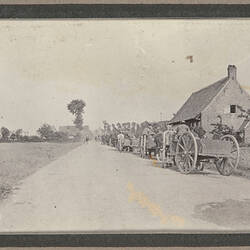 Photograph - Horse-drawn Carts in French Village, France, Sergeant John Lord, World War I, 1916-1917