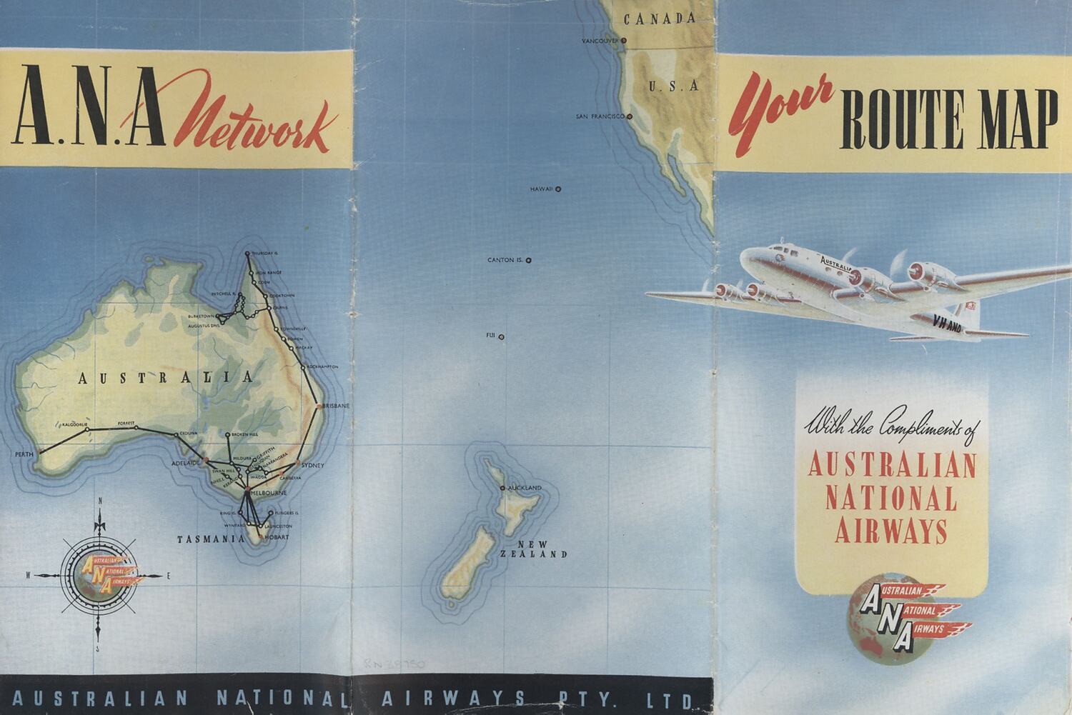 Route Map - Australian National Airways (ANA), 'Your Route Map - ANA ...