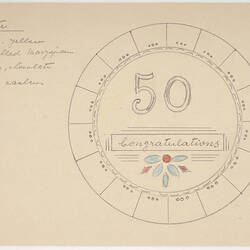 Cake Design - Karl Muffler, '50 Congratulations', 1930s-1950s