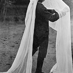 Negative - Frank Stephenson Dressed Up Wearing a Bridal Veil, Merrigum, Victoria, 1910