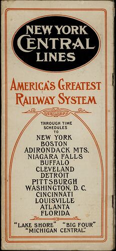 Time Table - 'New York Central Lines'