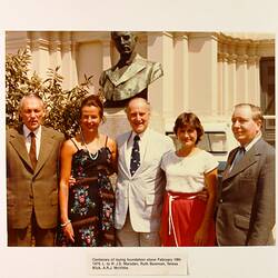 Photograph - Group Outside at Centenary of Laying Foundation Stone, Exhibition Building, Melbourne, 1979