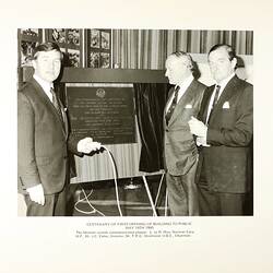 Photograph - Unveiling of the Plaque Commemorating the Centenary of the First Opening of the Great Hall, Exhibition Building, 14 August 1980