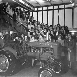 Negative - International Harvester, Farmall A Tractor & Women's Auxiliary Training League (WATL) Group at Harvester House, South Melbourne, 1940