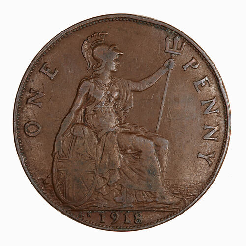 Coin - Penny, George V, Great Britain, 1918 (Reverse)