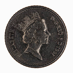 Coin - 5 Pence, Elizabeth II, Great Britain, 1991 (Obverse)