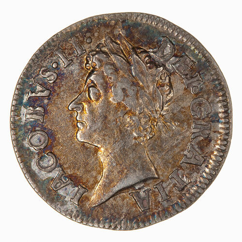 Coin - Twopence, James II, Great Britain, 1687 (Obverse)