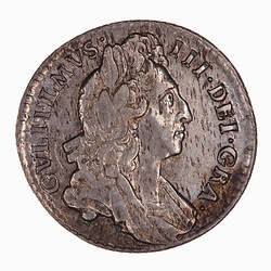 Coin - Sixpence, William III, Great Britain, 1697 (Obverse)