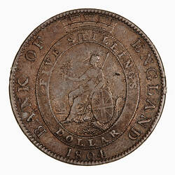 Coin - Emergency Bank of England Dollar, George III, Great Britain, 1804-1811 (Reverse)