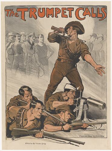 Poster - Norman Lindsay, 'The Trumpet Calls', Australia, World War I, 1914-1918
