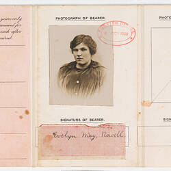 Passport - Issued to Evelyn May Rowell, United Kingdom, 1920