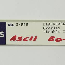 Paper Tape - DECUS, '8-94B Black Jack, Overlay, Double Down', circa 1968