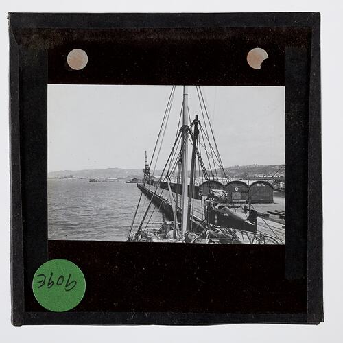Lantern Slide - Discovery II Berthed at Dunedin, Ellsworth Relief Expedition, New Zealand, Dec 1935