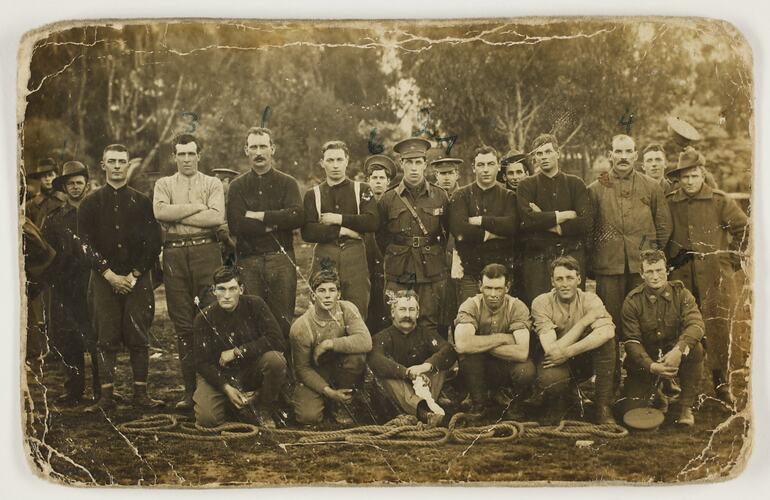 Postcard - Group Portrait of Tug of War Team, Seymour, Aug 1916