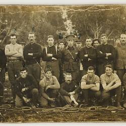 Postcard - Group Portrait of Tug of War Team, Seymour, Aug 1916