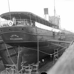 Glass Negative - Stern of SS Edina in Duke & Orr's Dry Dock, South Melbourne, Victoria, May 1898