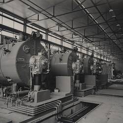 Photograph - Kodak Australasia Pty Ltd, Steam Boilers in Machinery Hall, Powerhouse Building, Kodak Factory,  Coburg, circa 1958