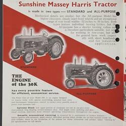 Publicity Leaflet - H.V. McKay Massey Harris, Model 30K, Tractors, 1951