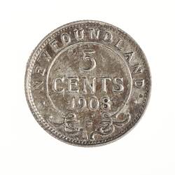 Coin - 5 Cents, Newfoundland, 1908