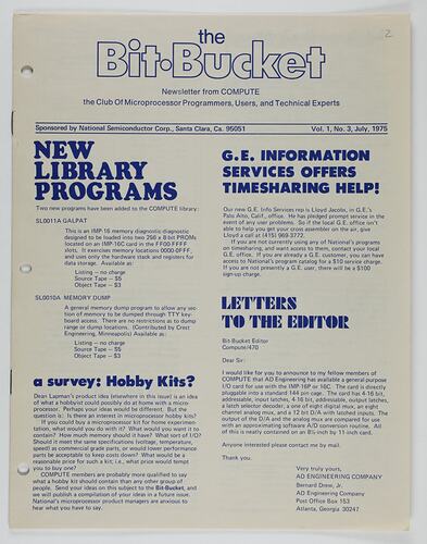Newsletter - 'The Bit Bucket', Vol 1 No 3, Jul 1975
