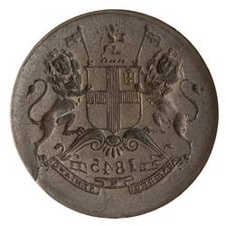 Coin - 1/2 Anna, Mis-strike, East India Company, India, 1845