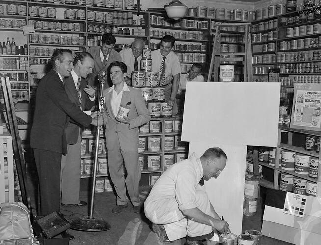 Men Presenting Paint Products, Richmond, Victoria, Oct 1953