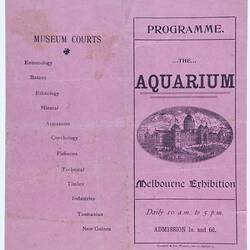Programme - Aquarium, Exhibition Buildings, circa 1913