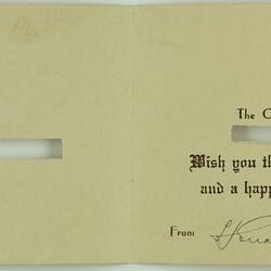 Card - Leo James Pollard, to Margaret Malval, Christmas & New Year Wishes, 1943-1944