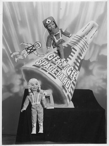 Ventriloquist dolls on a rocket.