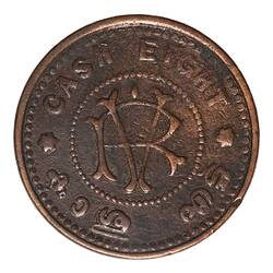 Coin - 8 Cash, Travancore, India, 1901-1910