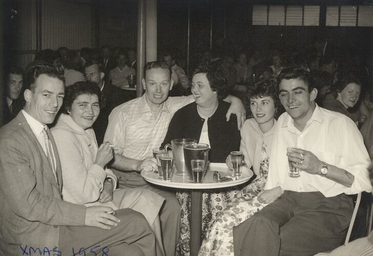 Digital Photograph - Barbara & John Woods with Friends, Melbourne, 25 Dec 1958